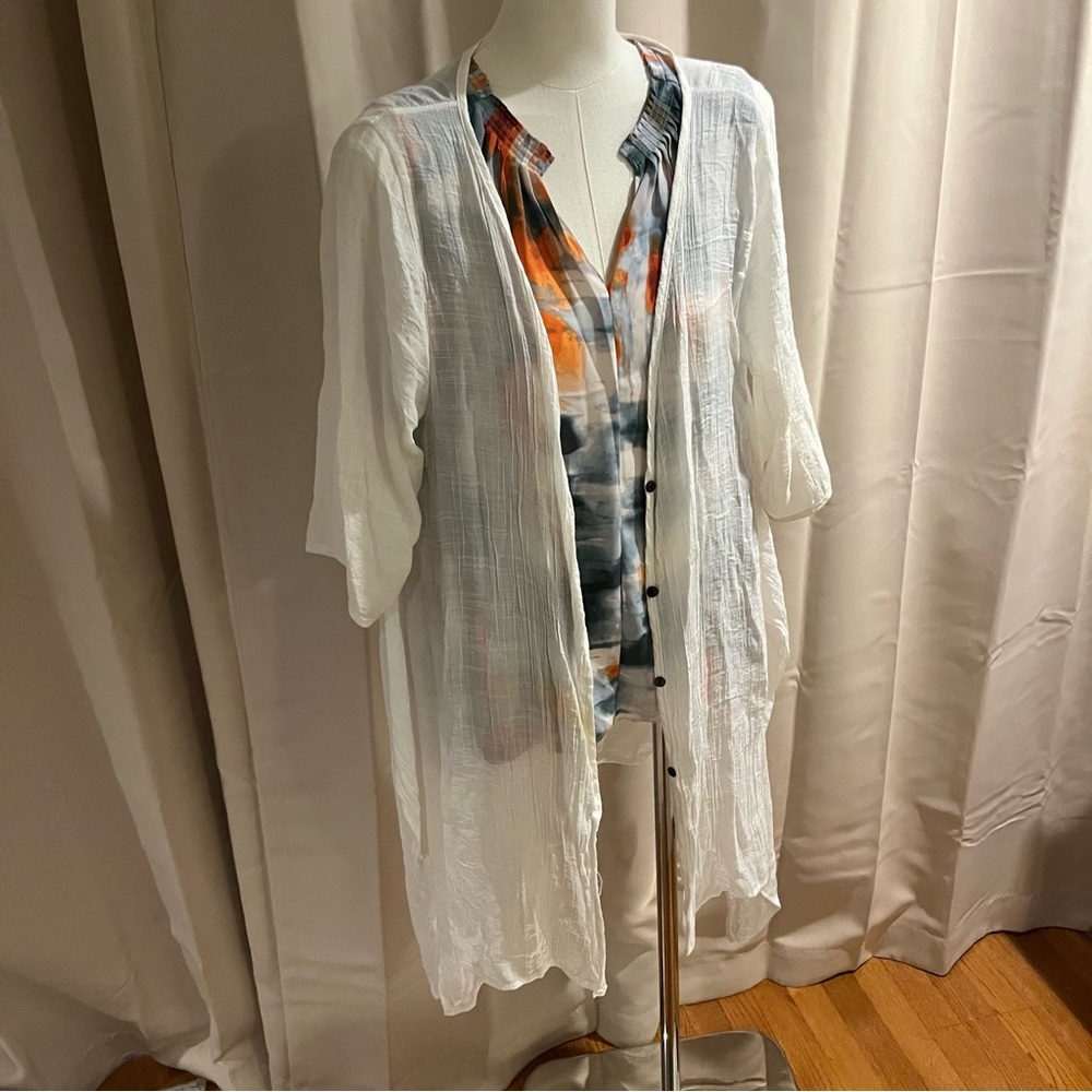 Lightweight White Gauze Duster